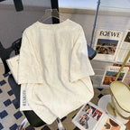 Embroidered Holes Short Sleeve T-Shirt Women Summer New Top