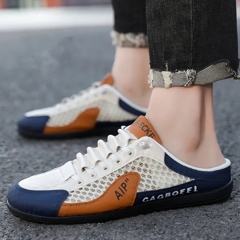 Men's Fashion Soft-soled Half Slippers Men Summer Trendy Bottom Casual Shoes Breathable Slip-on Shoes Sneakers Zapatos De Hombre