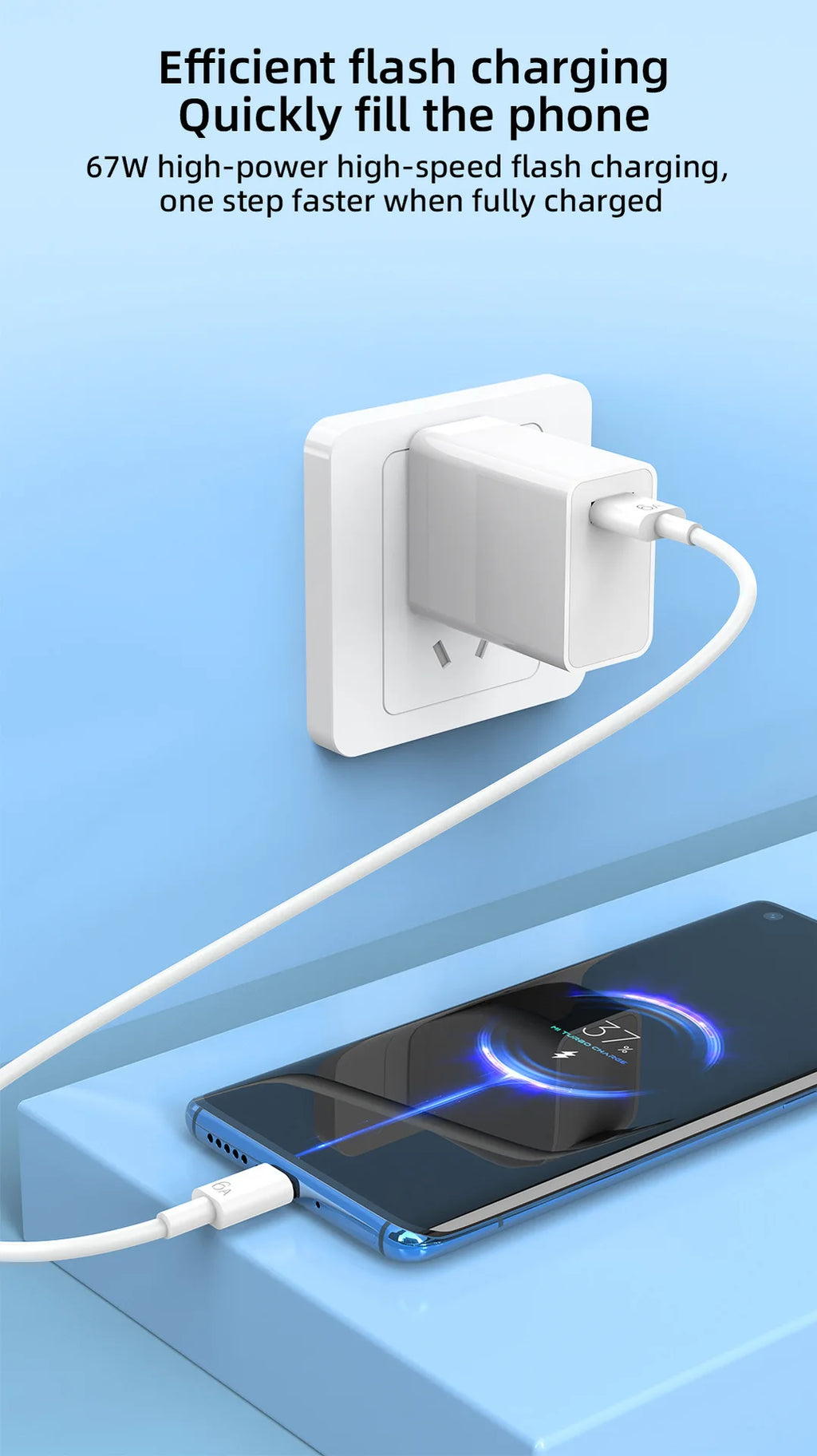 US Plug 6A 67W Ultra Fast Charger for Xiaomi 10T 11 12 Lite 13T Redmi Note 10 11T 12T 13 POCO X4 X5 F5 Type C USB Charging Cable