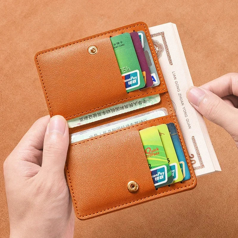 2025 New Women's Wallet Simple Folding Button Small Wallet Driver's License Card Bag Soft Leather Wallet