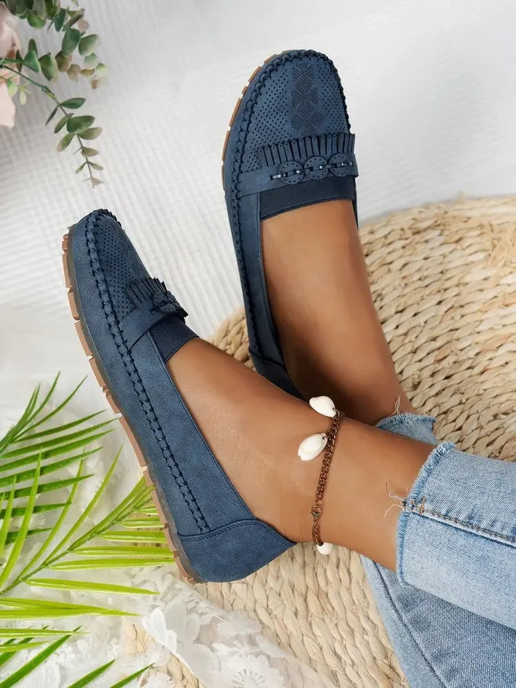 Women Flats Fashion Breathable Women Casual Shoes Slip On Flat Shoes Walking Sneakers Women Shoe Retro Shoes Female Plus Size