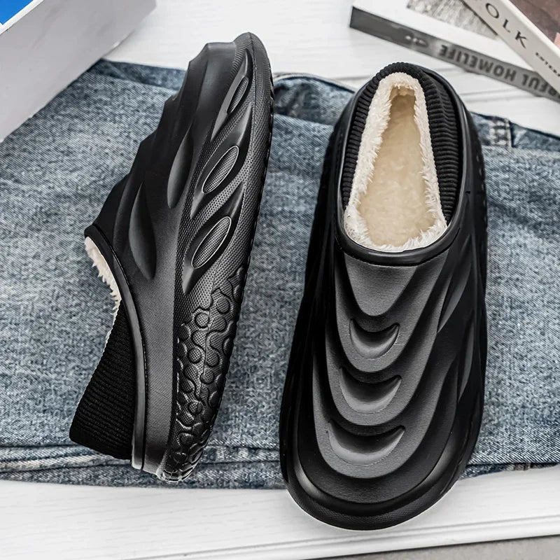 Slippers for Men Add Velvet Heel Covering Non-Slip Wear-resistant Waterproof Couple Women Home Shoes Shoes for Men Warm New