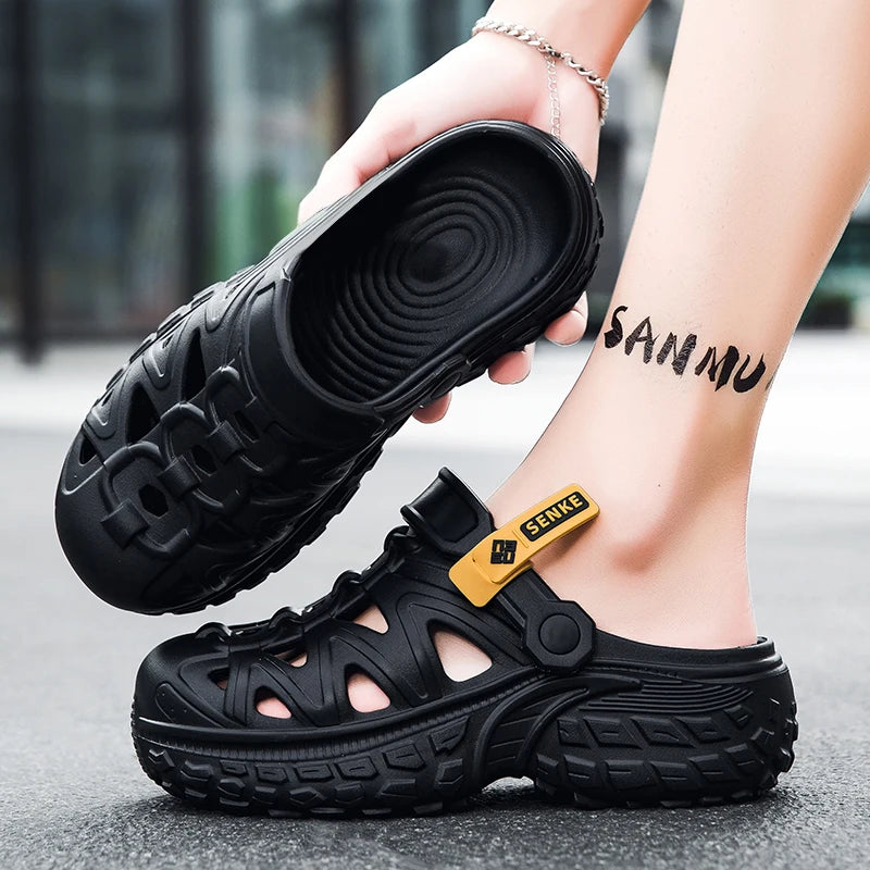 Men's Sandals, Lightweight Summer Outdoor Thick-soled Height-increasing Hollowed-out and Breathable Niche Slippers