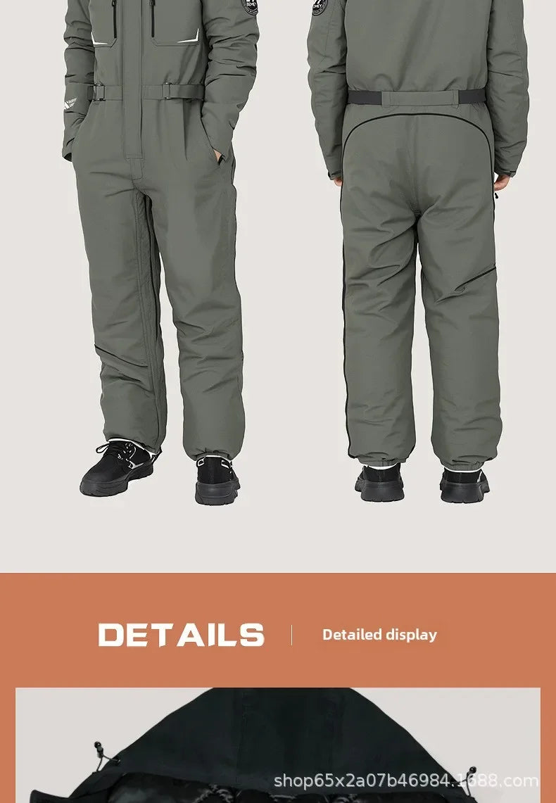 Winter Motorcycle Riding Coldproof Clothing Winter Fashion Waist Designwarm Cotton Jumpsuit,thickened Waterproof Snowmobile Suit