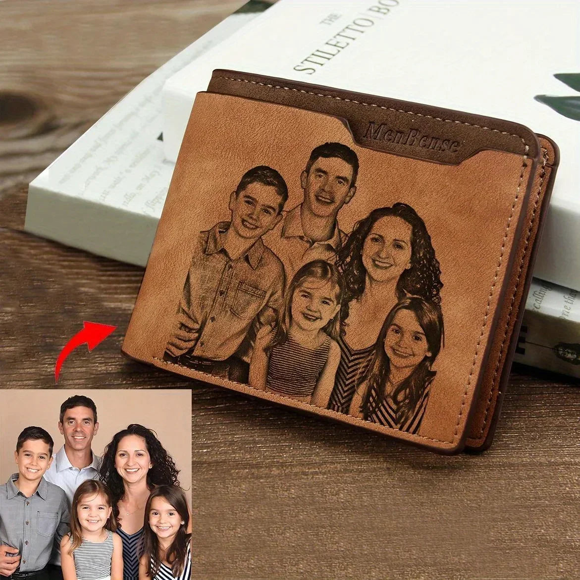 Engraved Photo Wallets for Husband, Dad, Boyfriend, Son - Customized Birthday, Father's Day Gifts for Men Personalized Wallets