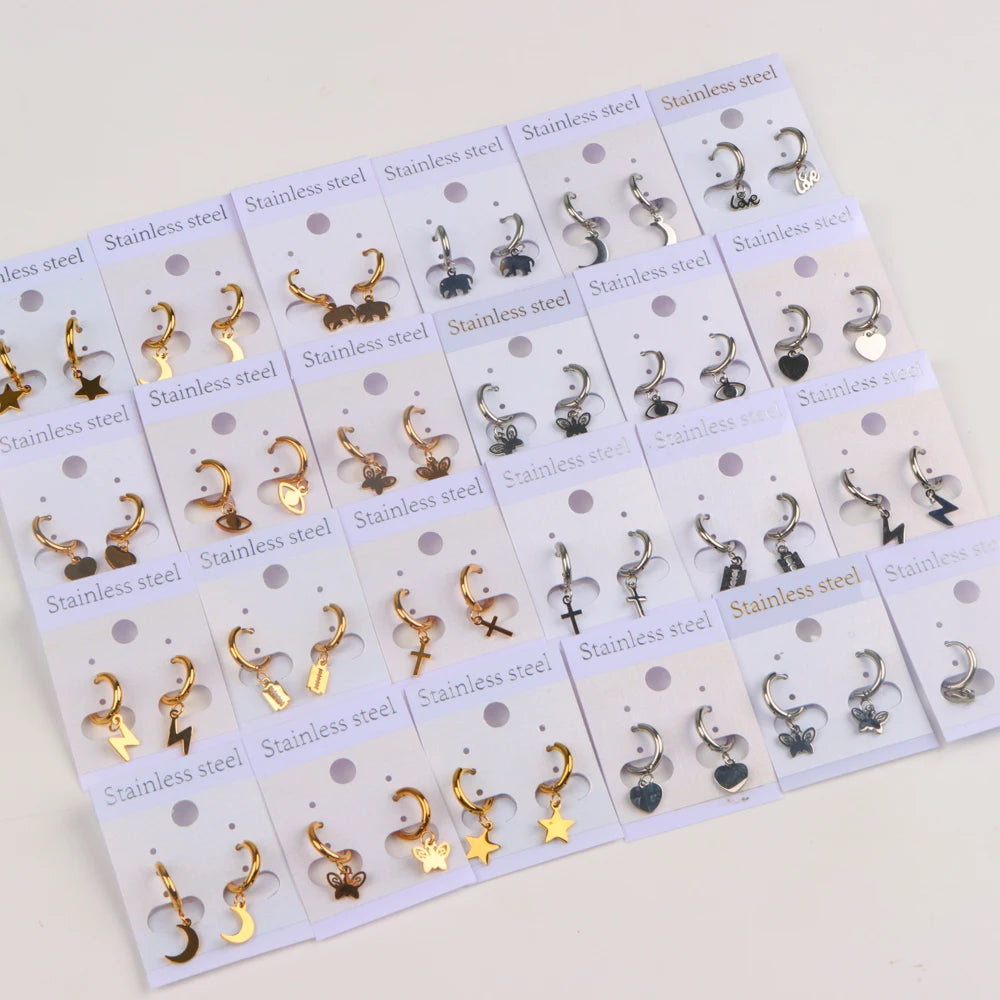 10Pairs/Lot Fashionable Women's Stainless Steel Earrings, Daily Jewelry Accessories Gifted To Friends, Randomly Shipped