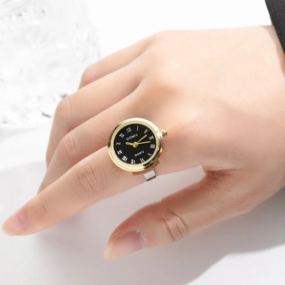 Couple Watches Couple Watch Ring Retro Mini Gift Finger Ring Watch Round Finger Clock Ring Women