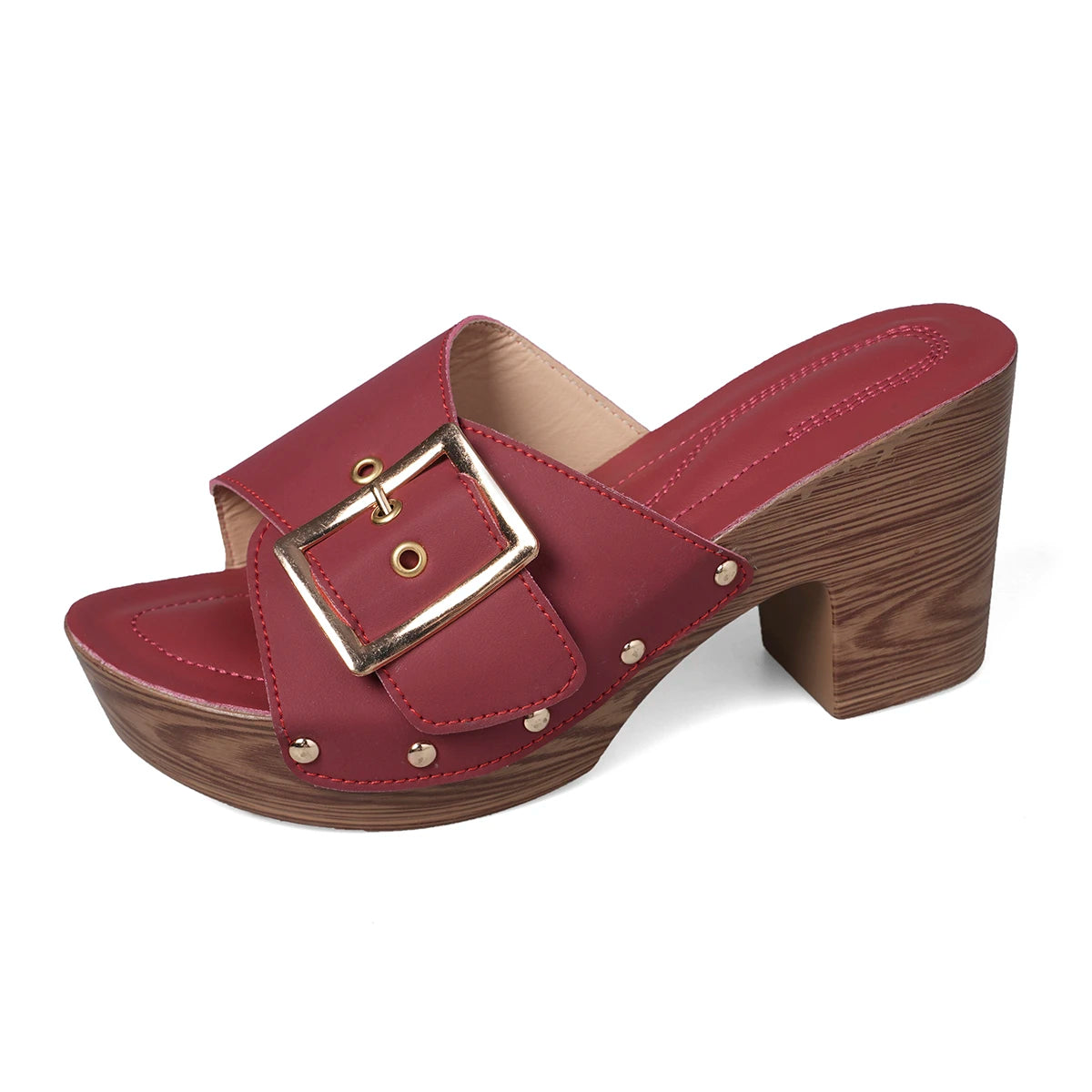 Women Slippers 2025 Summer New Fashion Elegant Soft Platform Shoes Ladies Chunky Heels Buckle Designer Slippers