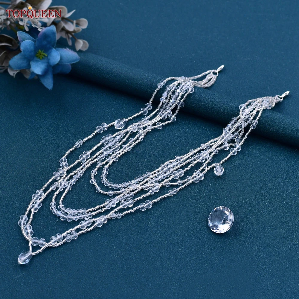 TOPQUEEN SG04 Jewelry Bride Wedding Accessories Crystal Tassel Pendant Necklace Women's Bolero Shawl Dress Shoulder Decoration