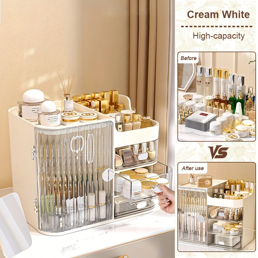 Makeup Storage Box And Light Beige Care Product Storage Box, A High-capacity Cosmetic Storage Solution. Cosmetic Storage