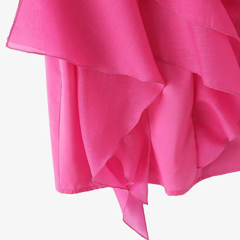 ZANZEA Women Ruffled Stitching Blouse Fashion Holiday O-neck Tops 2024 Summer Short Sleeve Tunics Casual Loose Solid Blusa Femme