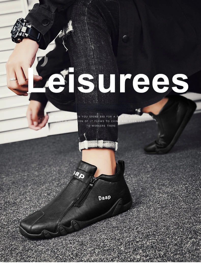 2024 New Casual Shoes for Men Luxury Round Toe Men Ankle Boots Light Slip on Walking Shoes Outdoor Comfor Men High Top Sneakers