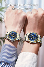 BINBOND 2pcs/Set Couple Watches Fashion Casual Men Ladies for Quartz Watch Lover Waterproof Stainless Steel Watch Valentine Gift