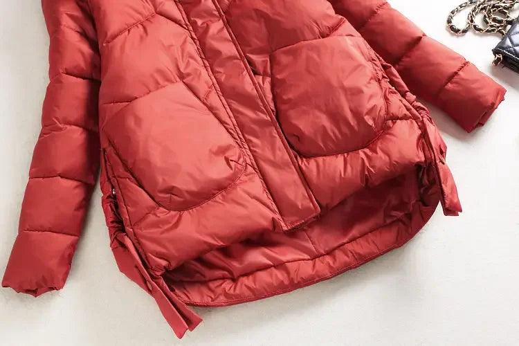 Winter Warm Coat Women's Fashion New Solid Color Hood Filled Down Cotton Coat Women's Clothing Winter Jacket Women 2023