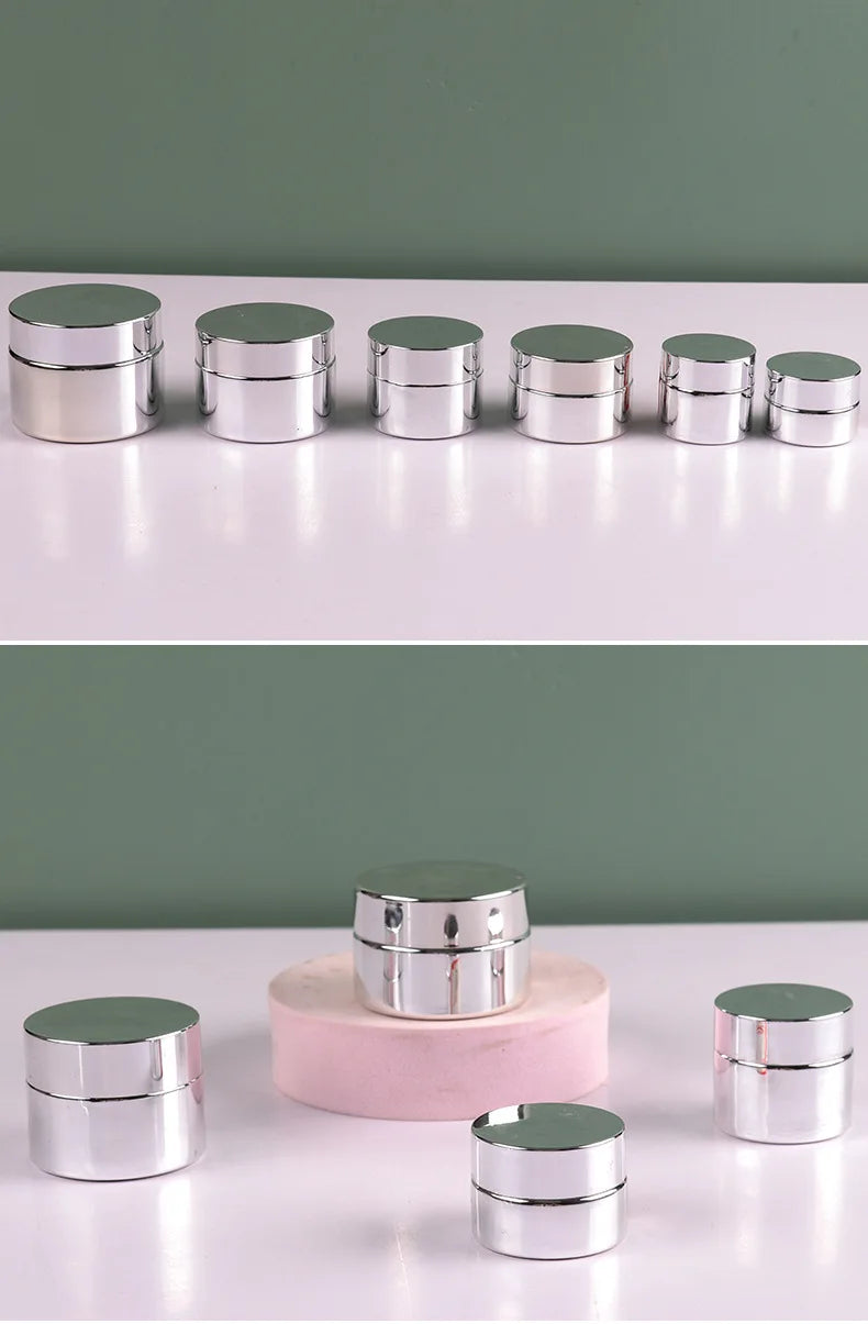 Cosmetic Jar 5-50g Face Cream Glass Bottle Silver Glass Cream Jar Cosmetic Container Empty Nail Glue Jar Travel Makeup Container
