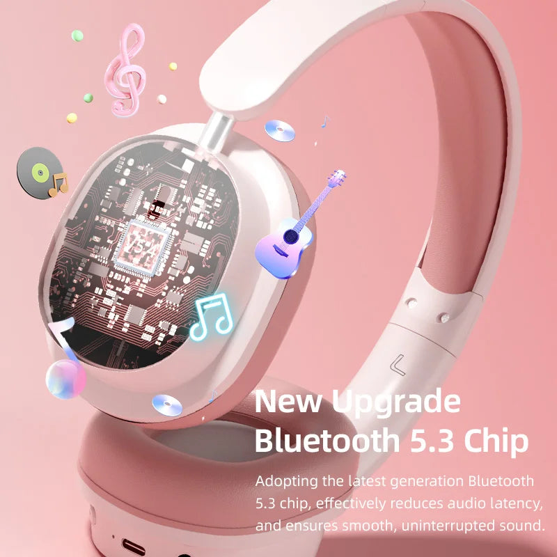 Head Mounted Wireless Earphones Foldable Bluetooth Earphones Built Microphone Earphones Audio Noise Cancelling Earphones