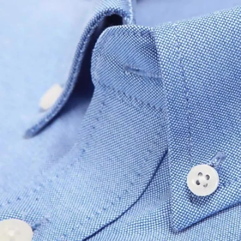 Men's short-sleeved shirt, summer casual, Oxford fabric, solid color, simple, trendy, comfortable and high-quality, street style