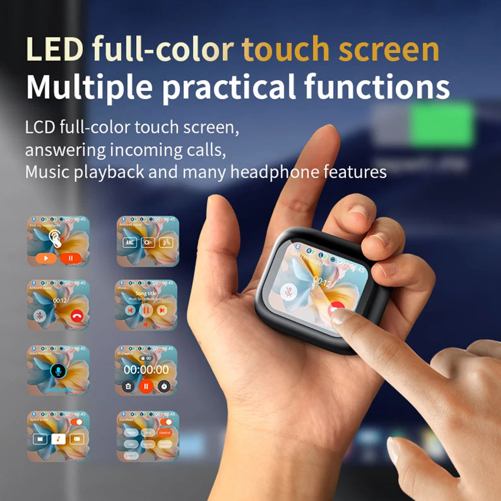 New Full Touch Screen Headphones ANC Bluetooth 5.4 Noise Cancelling Earphones HiFi Stereo Wireless In-Ear ENC Earbuds With Mic