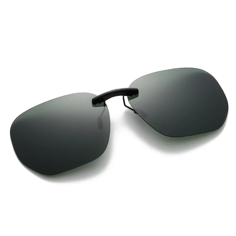 Square Clip On Sunglasses Women Polarized Black Lens UV400 Night Vision Driving Men Goggles Clips Anti Glare Vintage Glasses