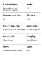 External Earphones For Your Glasses Wireless 5.3 HIFI Music Headphone Control Noise Portable Wireless Headsets Long Battery Life
