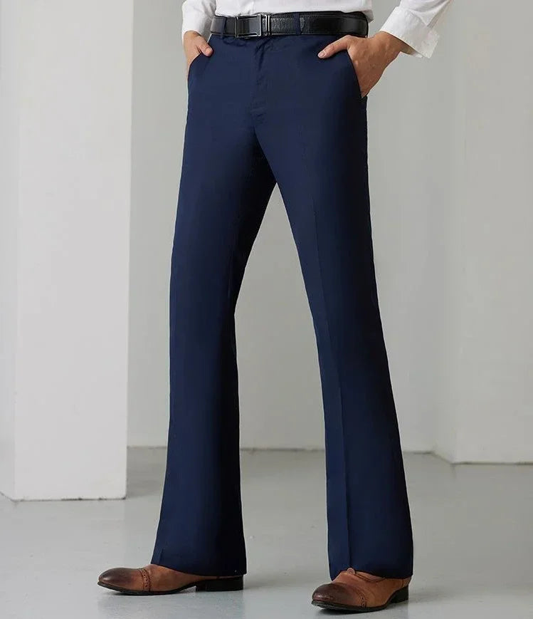 Man Suits Pants Draped Flared Fluid Tight Wide Leg Black Business Social Tailoring Bell Mouth Trousers for Men Up Formal Classic