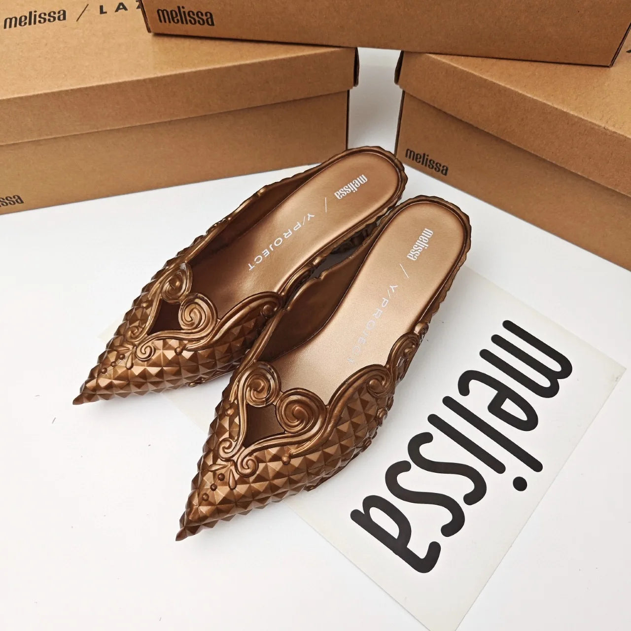 Women Sandals 2025 Spring Melissa Woman Slingback Shoes Fashion Ladies High Heels Elegant Med Heel Pointed Toe Slip on Sandal