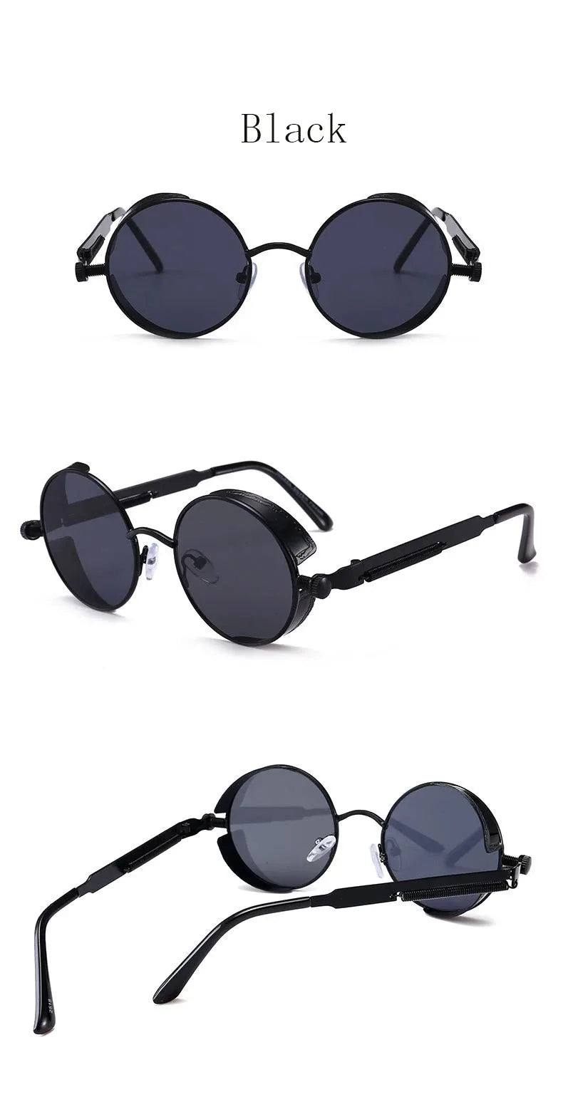 Steampunk Sunglasses For Men Women Round Frame Driving Outdoor Sports UV400 Sun Glasses Fashion Trend Retro Male Female Eyewear