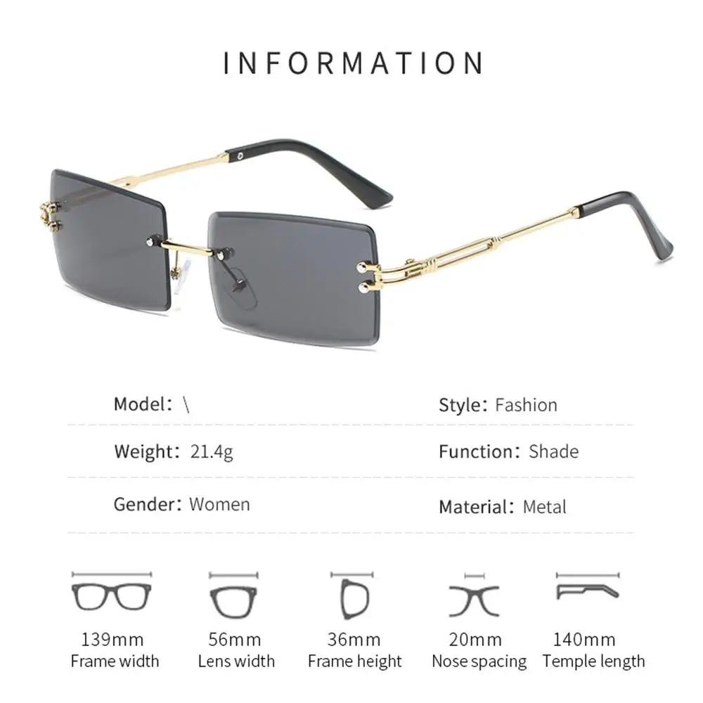 Retro Sunglasses Men Brand Designer Fashion Rimless Sun Glasses Shades Cutting Lens Ladies Frameless Eyeglasses