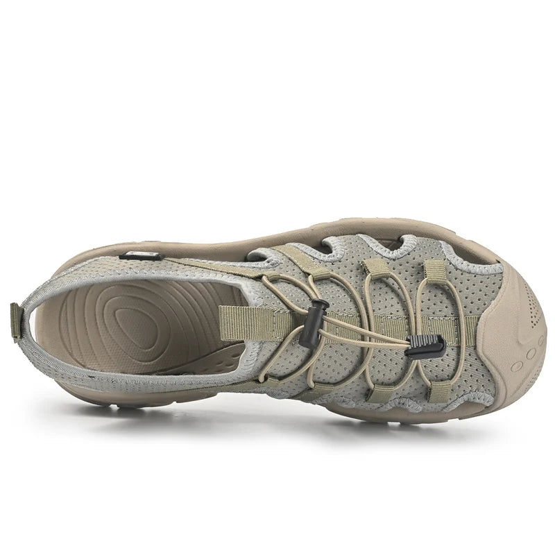 Handmade Sandals Men Breathable Summer Shoes Man Outdoor Men Sandals Antiskid Beach Sandals Hollow Shoes Collision Avoidance