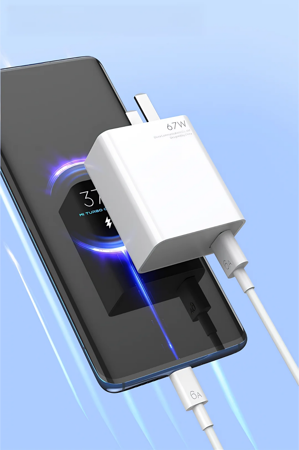 US Plug 6A 67W Ultra Fast Charger for Xiaomi 10T 11 12 Lite 13T Redmi Note 10 11T 12T 13 POCO X4 X5 F5 Type C USB Charging Cable