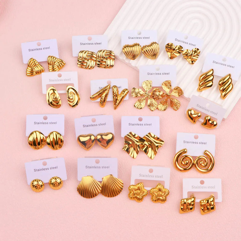 10Pairs/Lot Fashionable Women's Stainless Steel Earrings, Daily Jewelry Accessories Gifted To Friends, Randomly Shipped