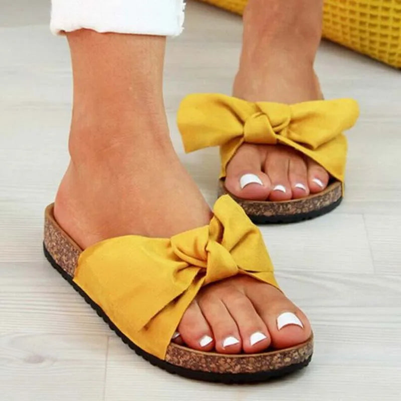 Women's Sandals 2022 Summer Platform Retro Sandals Woman  Fashion Bow Leopard Beach Slippers Women Plus Size