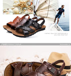 2024 New Men's Sandals Luxury Genuine Leather Men Shoes Casual Non-slip Beach Slippers Comfortable Open Toe Men Sandalias 38-47
