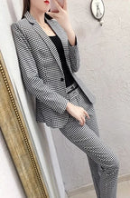 Women's 2 Pant Set Black Baggy Two Pieces Sets Pants for Woman Plaid Outfits Blazer and Trousers Suits Korea Stylish Groups of D