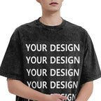 Men's T Shirt Add Design Washed T Shirts Hippie Custom DIY Made Your Image Beach Tee Shirt Y2K Retro Loose Cotton Tops Present