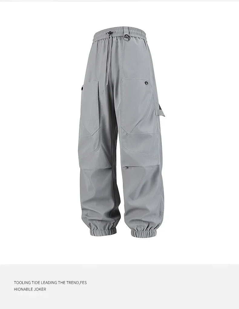 Men's outfit pants are versatile, trendy, loose, straight-leg outdoor work pants and trendy brand tight-fitting windbreakers