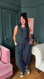 Fashion Women's Pants Set Printed Plaid Sleeveless 2025 Spring Summer Relaxed Vest Nine Point Pants Home Wear Female 2 Piece Set