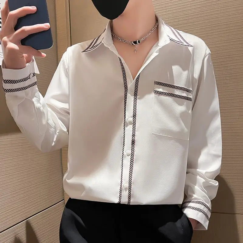 Men Long Sleeve Shirt Casual Fashion Stylish Versatile Top