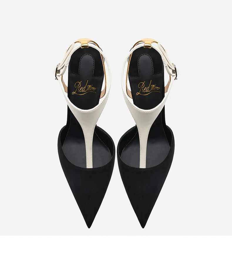 Women's Sandals Summer Pointed Toe Red Shiny Bottoms Stiletto High Heels Luxury Designer High Quality Pumps Elegant Woman Shoes