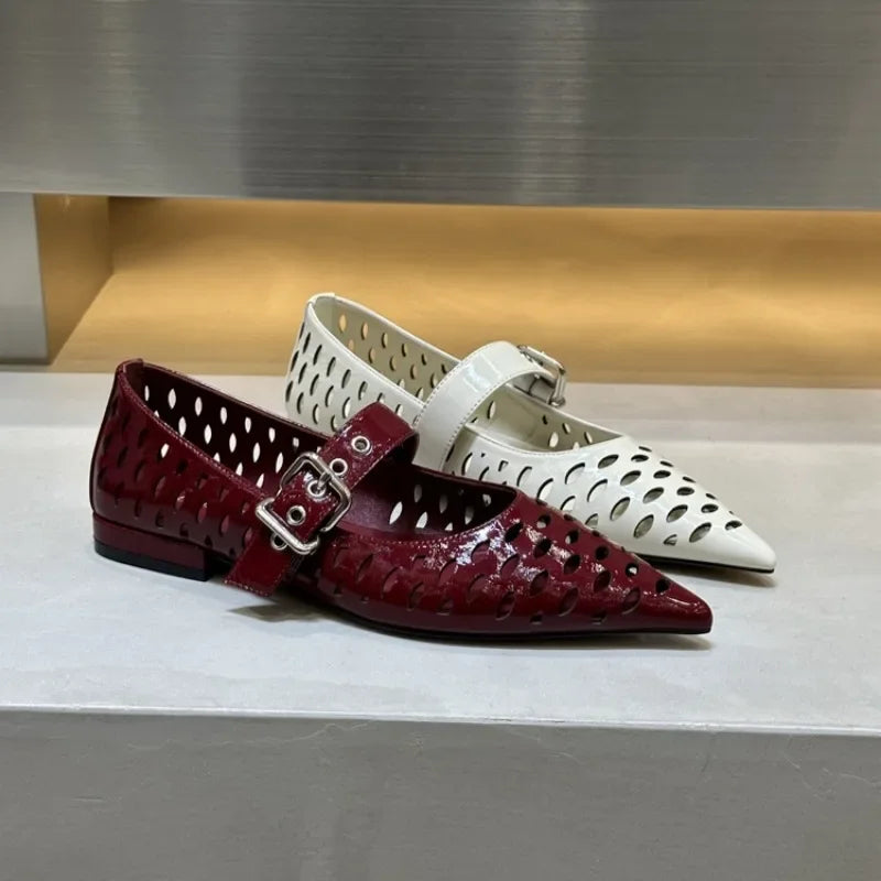 Women Sandals Pointed Toe  Flats Hollow Loafers Shoes Fashion Elegant Summer Woman Shoes Brand Casual Cozy Женские Сандалии