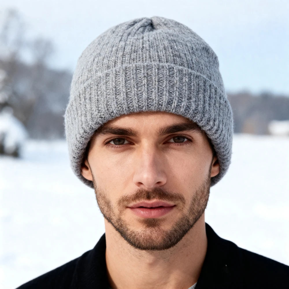 2 solid color winter warm knitted hats, made of soft fabric, suitable for outdoor sports, cycling, hiking, camping, and more.