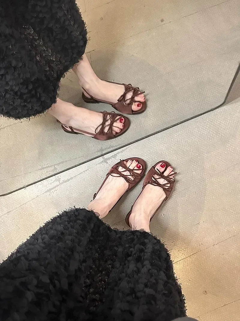 Flats Women Sandals Bow Designer Shoes Woman Slippers Summer 2025 New Casual  Walking Slides Fashion Dress Sandalias De Mujer