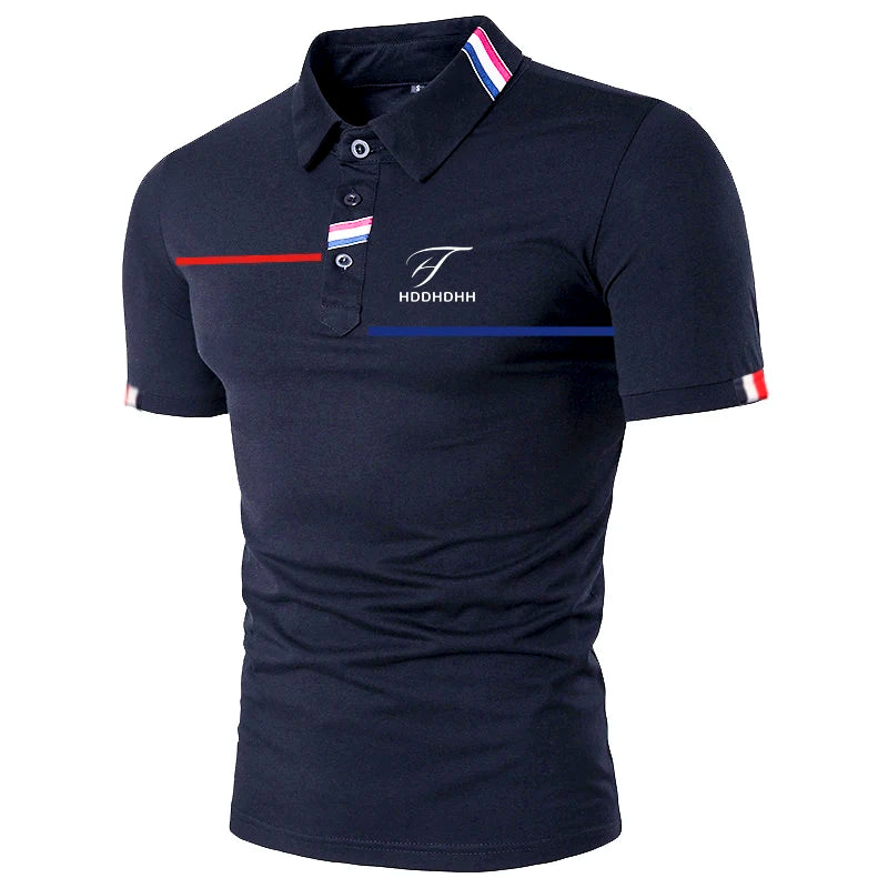 Men's new short sleeved polo shirt with a collar, fashionable and casual