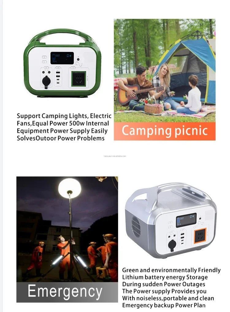 500w / 600w  Power Bank 220/110V Backup  Station Camping  Source