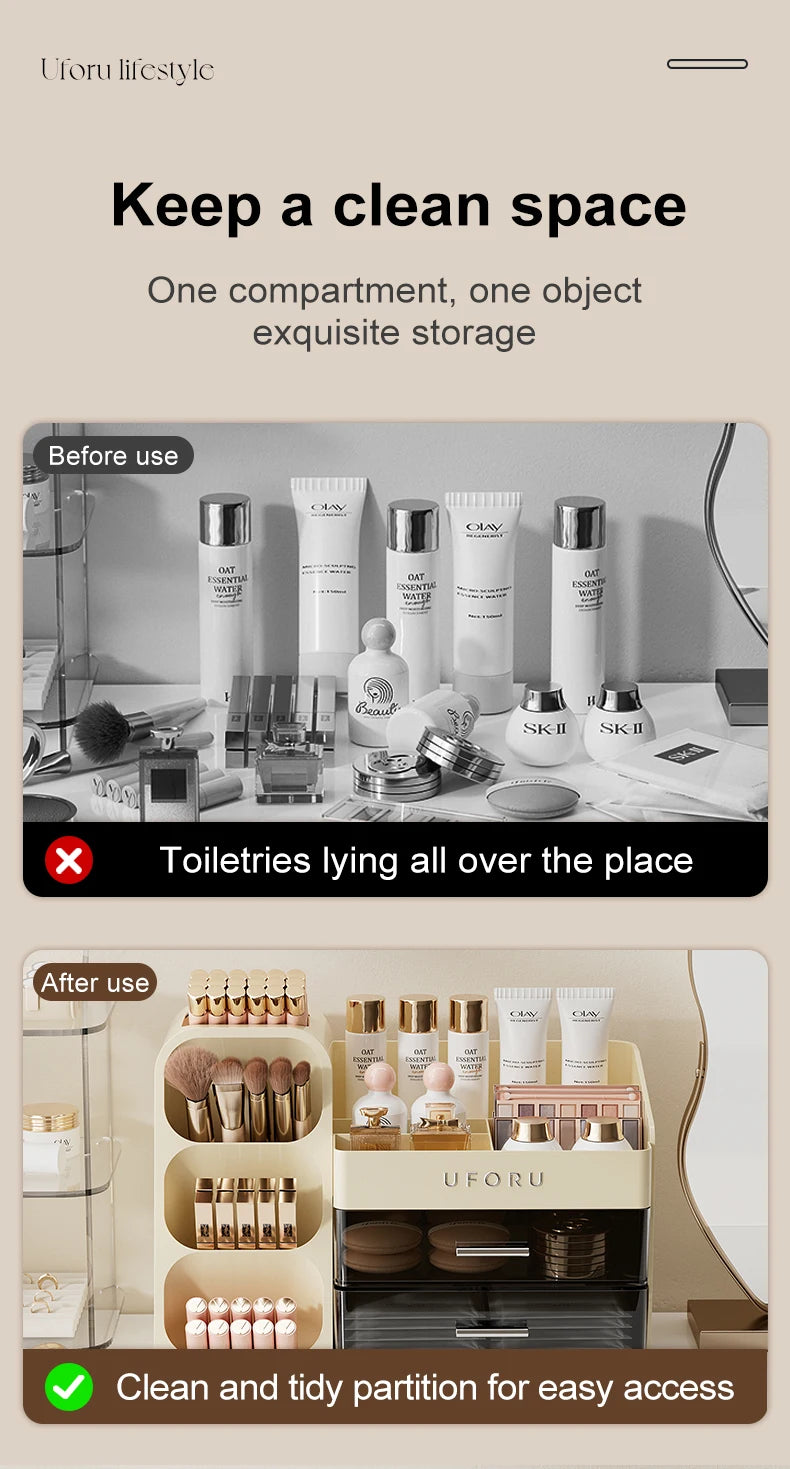 Cosmetics storage box Home dressing table advanced sense large capacity lipstick skin care multifunctional points Shelf