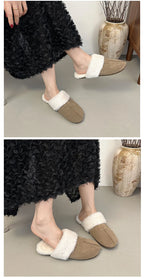 Fur Flats Women Cotton Slippers Fashion Warm Shoes Winter Short Plush Designer Cozy Woman Boots 2025 New Dress Mujer De Boots