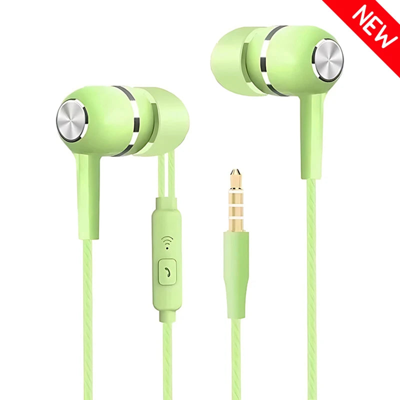 3.5mm Wired Headphones In Ear Headset Wired Earphones with Microphone Bass HiFi Stereo Earbuds Sports Music Gaming For Phones PC