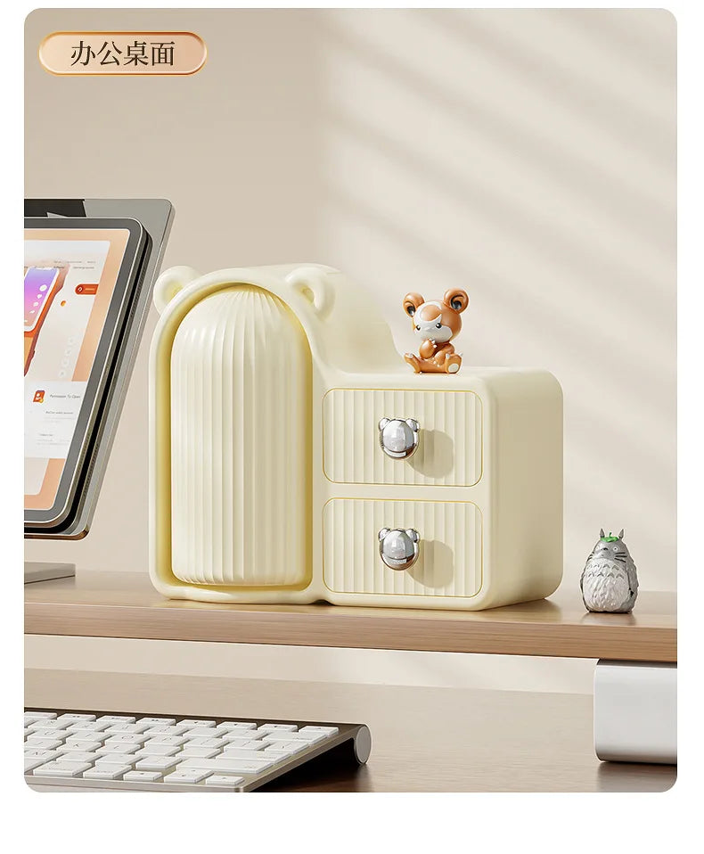 Rotating makeup storage box, desktop organizer, dust-proof cosmetic box, drawer-style cosmetic storage box