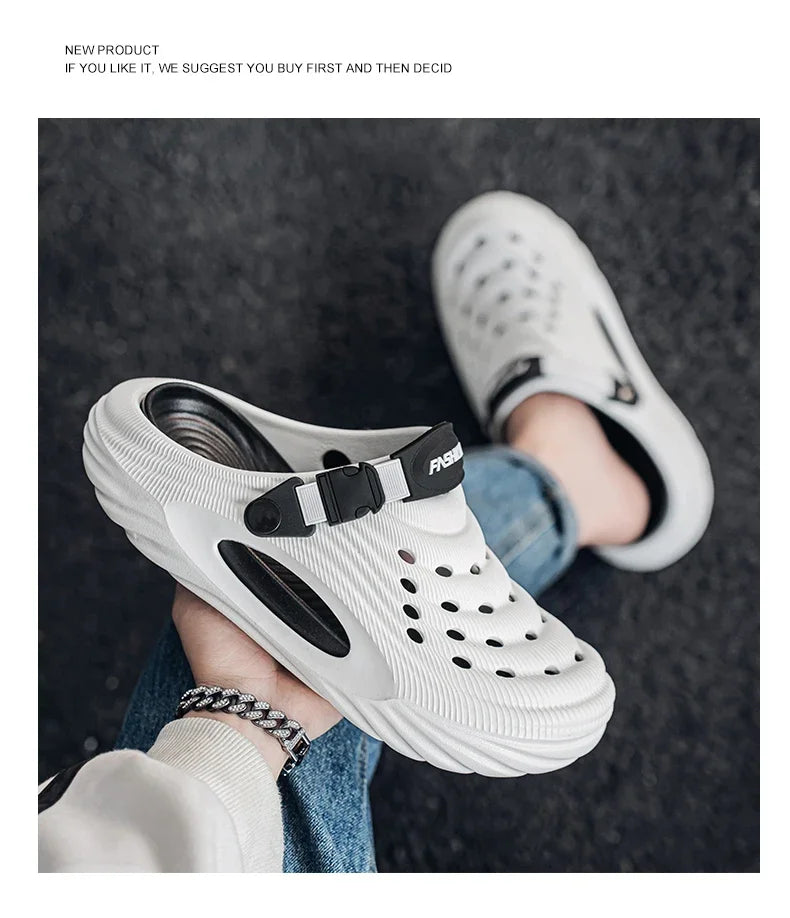 New Men Massage Slippers Slides Indoor Outdoor Sandals Beach Casual Shoes Comfortable Sole Men's Slippers