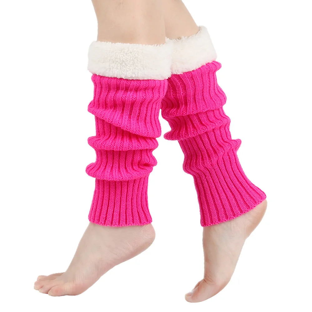 Winter Christmas Ladies Warm Ribbed Knit Leg Warmers Womens LegWarmers Polar Fleece Neon Colored Boot Cuffs for Festive Occasion